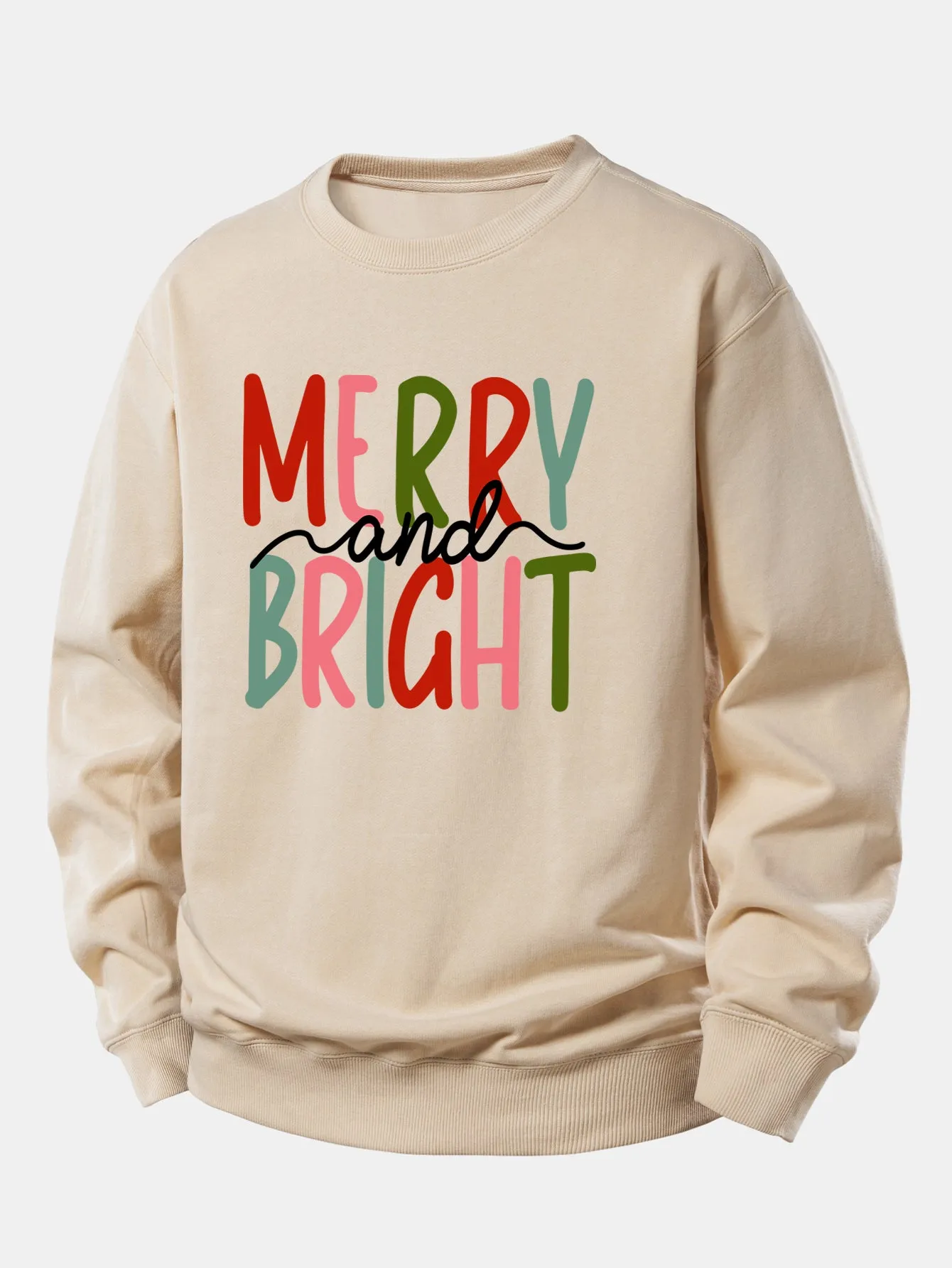 Merry And Bright Print Relax Fit Sweatshirt sold by Hoooyi product image thumbnail 3
