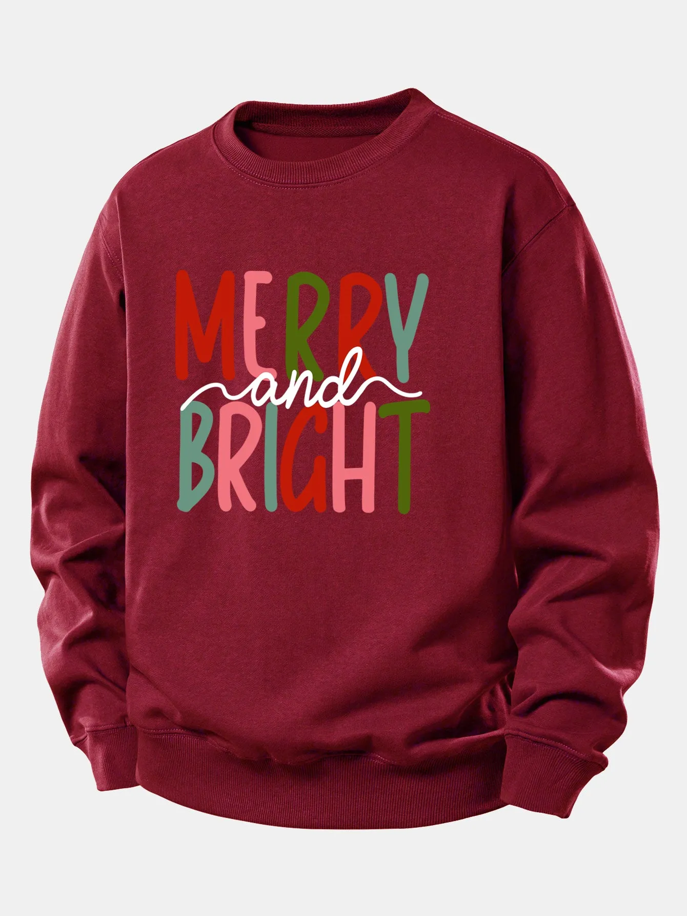 Merry And Bright Print Relax Fit Sweatshirt sold by Hoooyi product image thumbnail 5