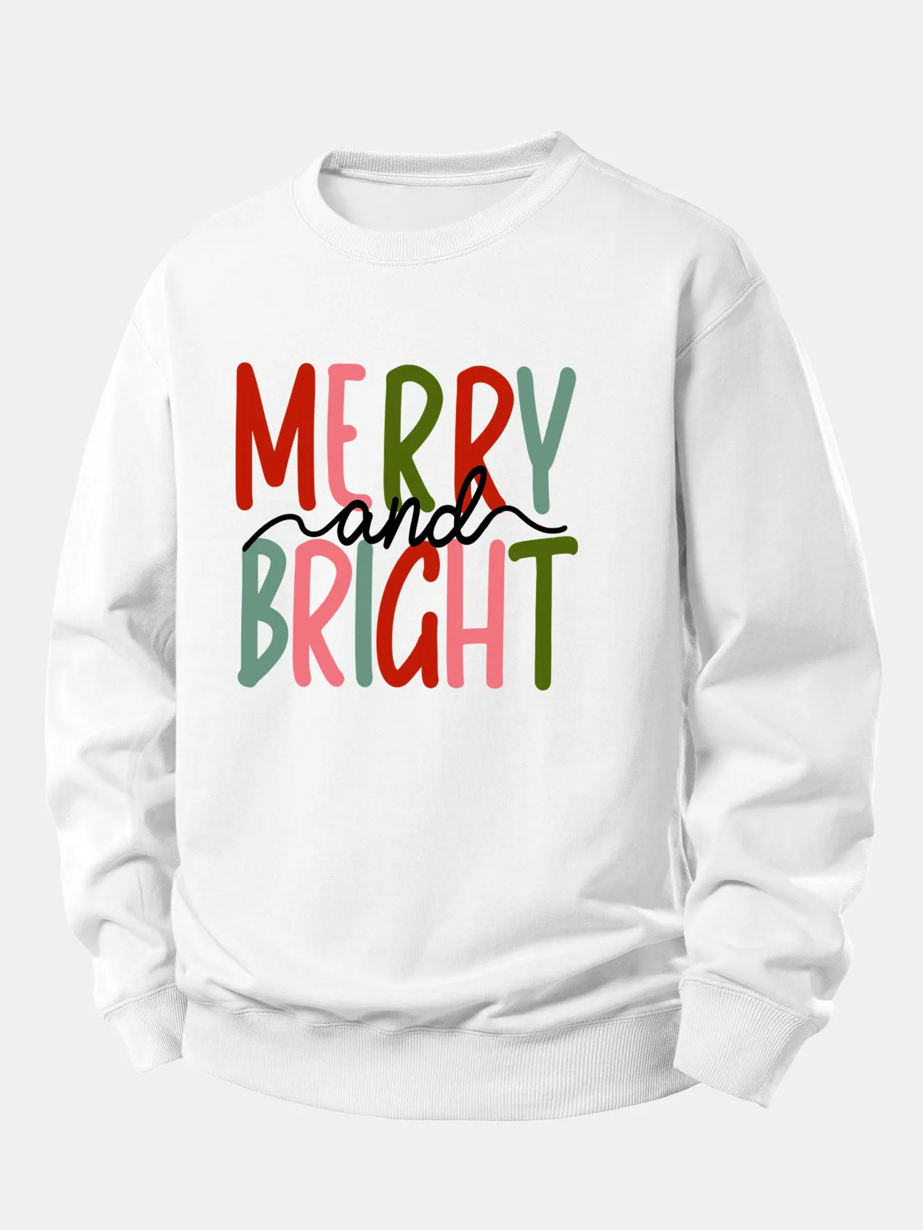 Merry And Bright Print Relax Fit Sweatshirt sold by Hoooyi product image thumbnail 4