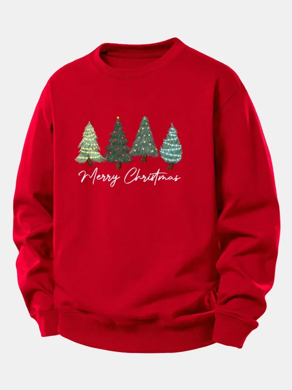 Christmas Tree Print Relax Fit Sweatshirt sold by Hoooyi