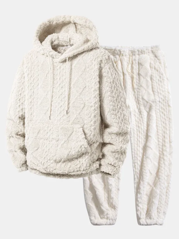 Geometry Jacquard Teddy Hoodie & Jogger Pants sold by Hoooyi