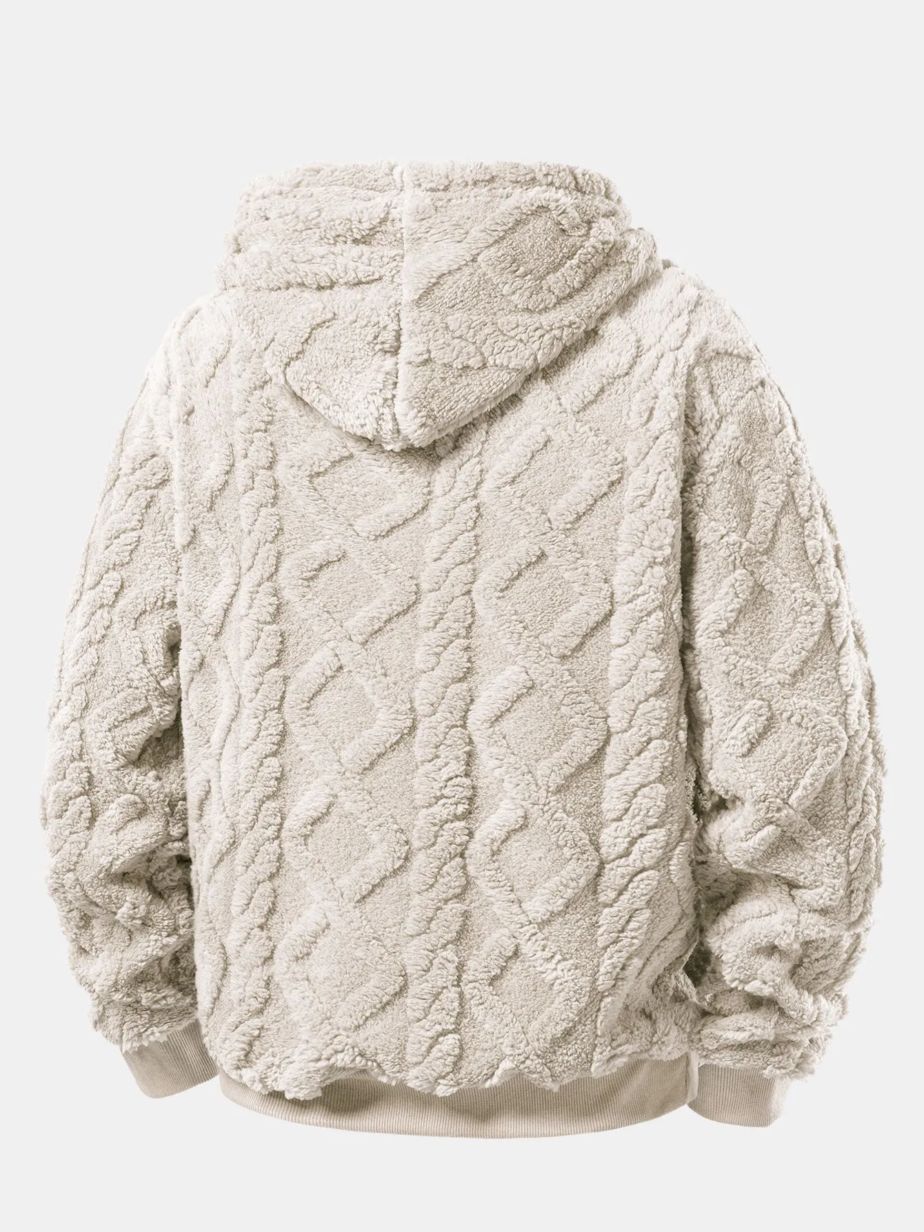 Relax Fit Geometric Jacquard Teddy Fleece Hoodie sold by Hoooyi product image thumbnail 4