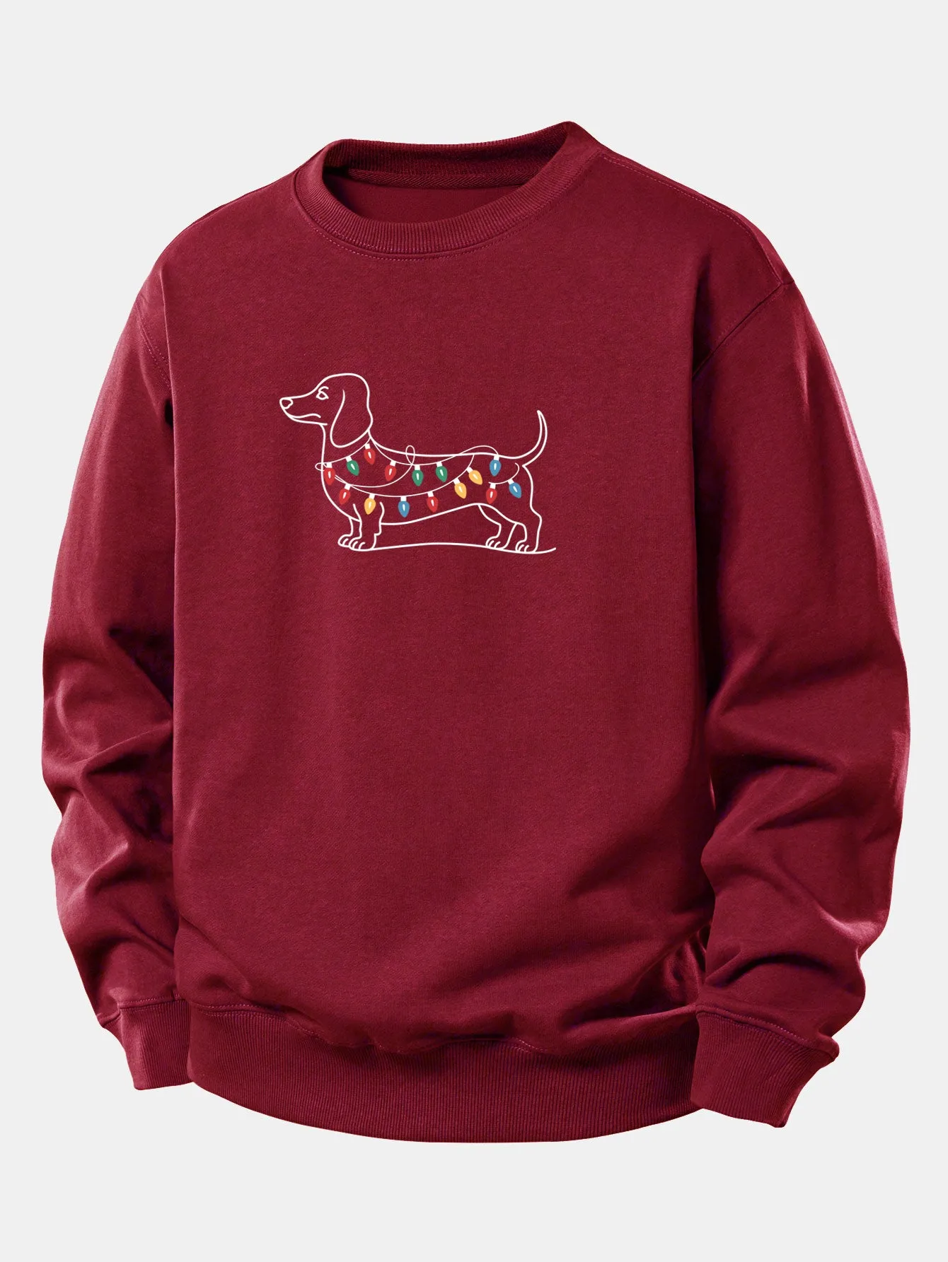 Colorful Light Strip Dog Print Relax Fit Sweatshirt sold by Hoooyi product image thumbnail 4