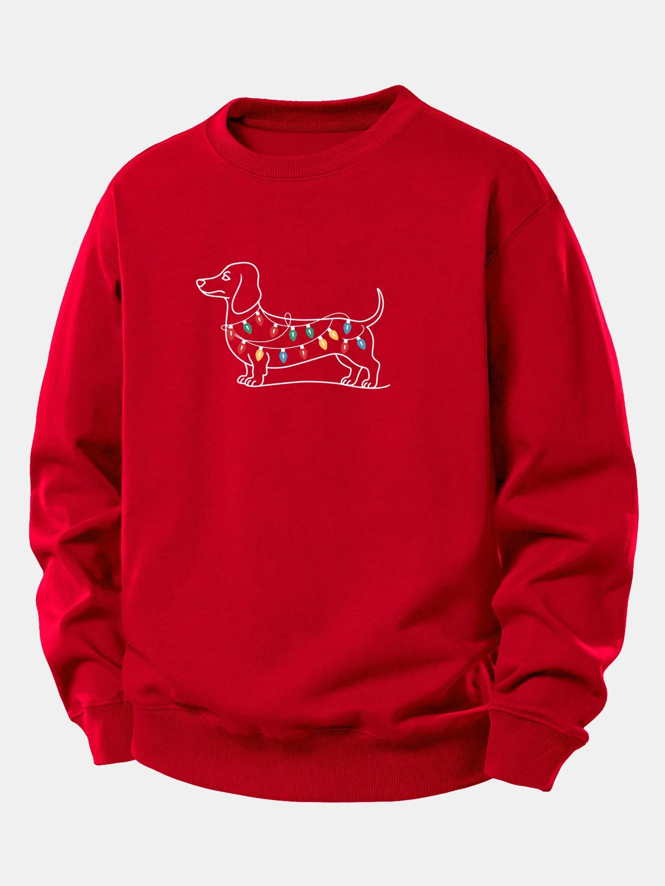 Colorful Light Strip Dog Print Relax Fit Sweatshirt sold by Hoooyi product image thumbnail 3