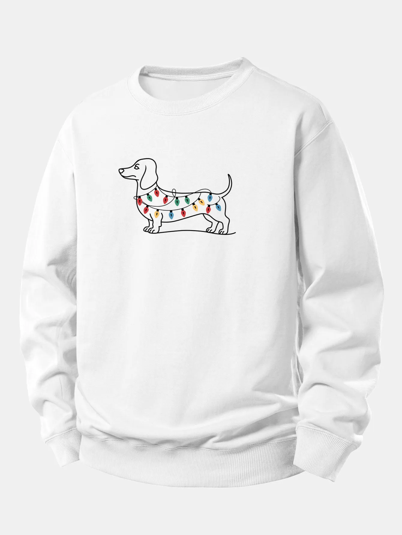 Colorful Light Strip Dog Print Relax Fit Sweatshirt sold by Hoooyi product image thumbnail 5