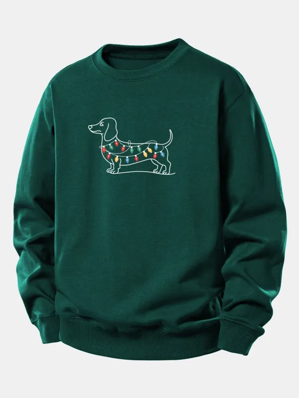 Colorful Light Strip Dog Print Relax Fit Sweatshirt made by Hoooyi