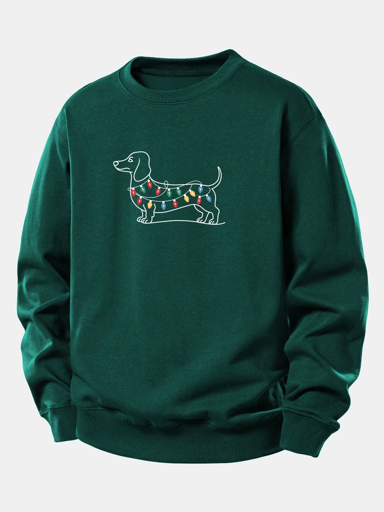 Colorful Light Strip Dog Print Relax Fit Sweatshirt sold by Hoooyi