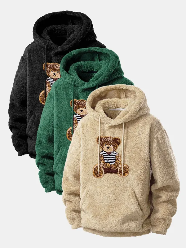 3 Pieces Bear Embroidered Patch Teddy Hoodie sold by Hoooyi