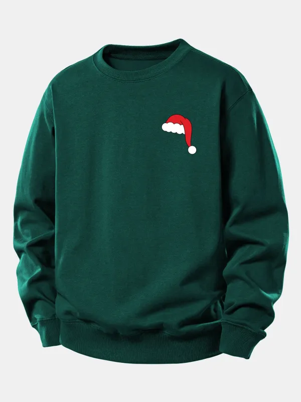 Christmas Hat Print Relax Fit Sweatshirt sold by Hoooyi