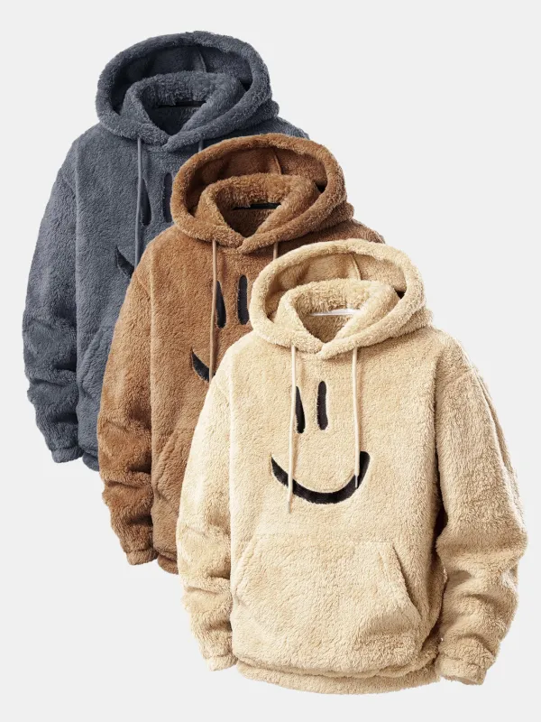 3 Pieces Smiley Face Embroidered Teddy Hoodie sold by Hoooyi
