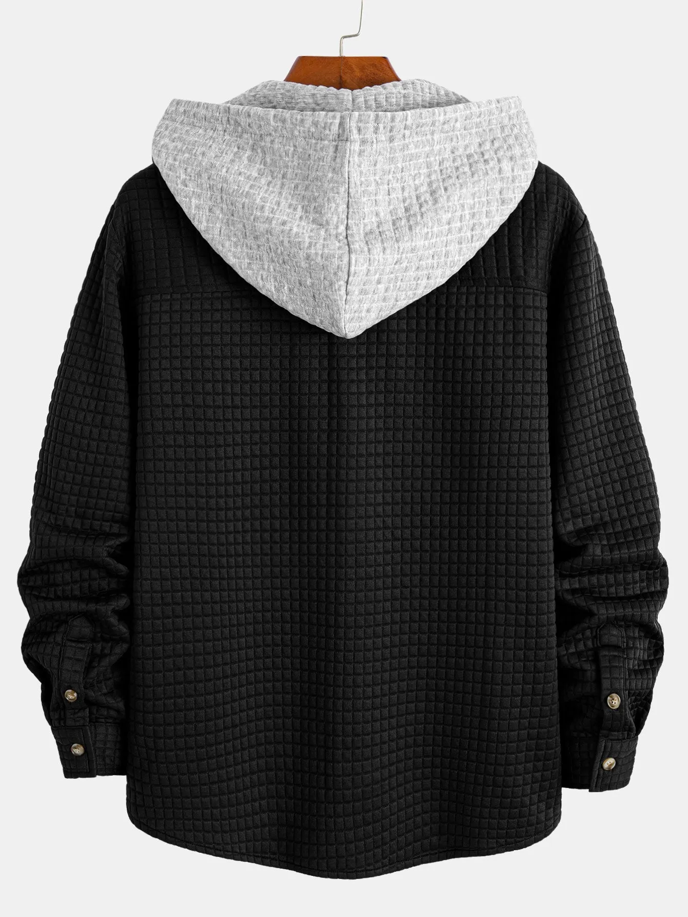 Contrast Waffle Hooded Shirt sold by Hoooyi product image thumbnail 4