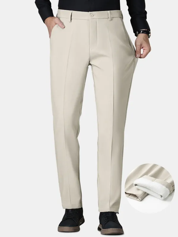Warm Fleece-Lined Slim Fit Tapered Trousers sold by Hoooyi