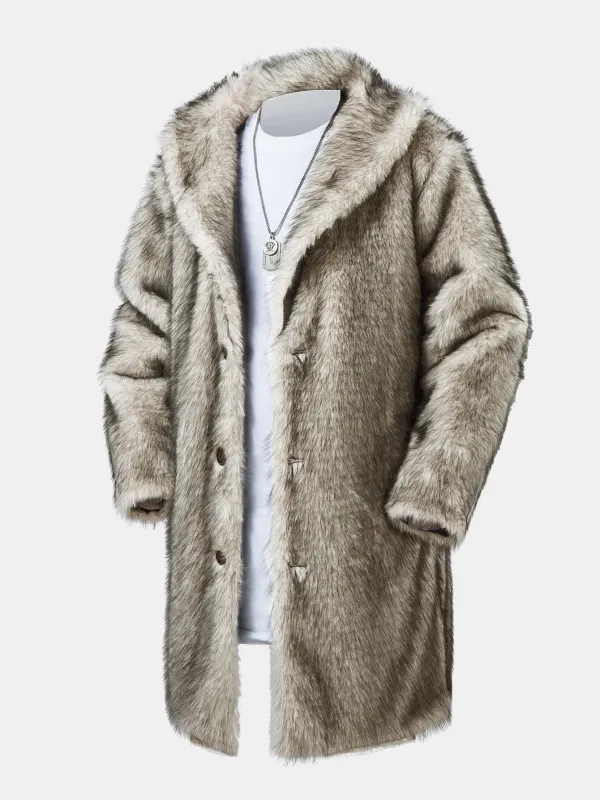 Faux Fur Shawl Collar Overcoat sold by Hoooyi