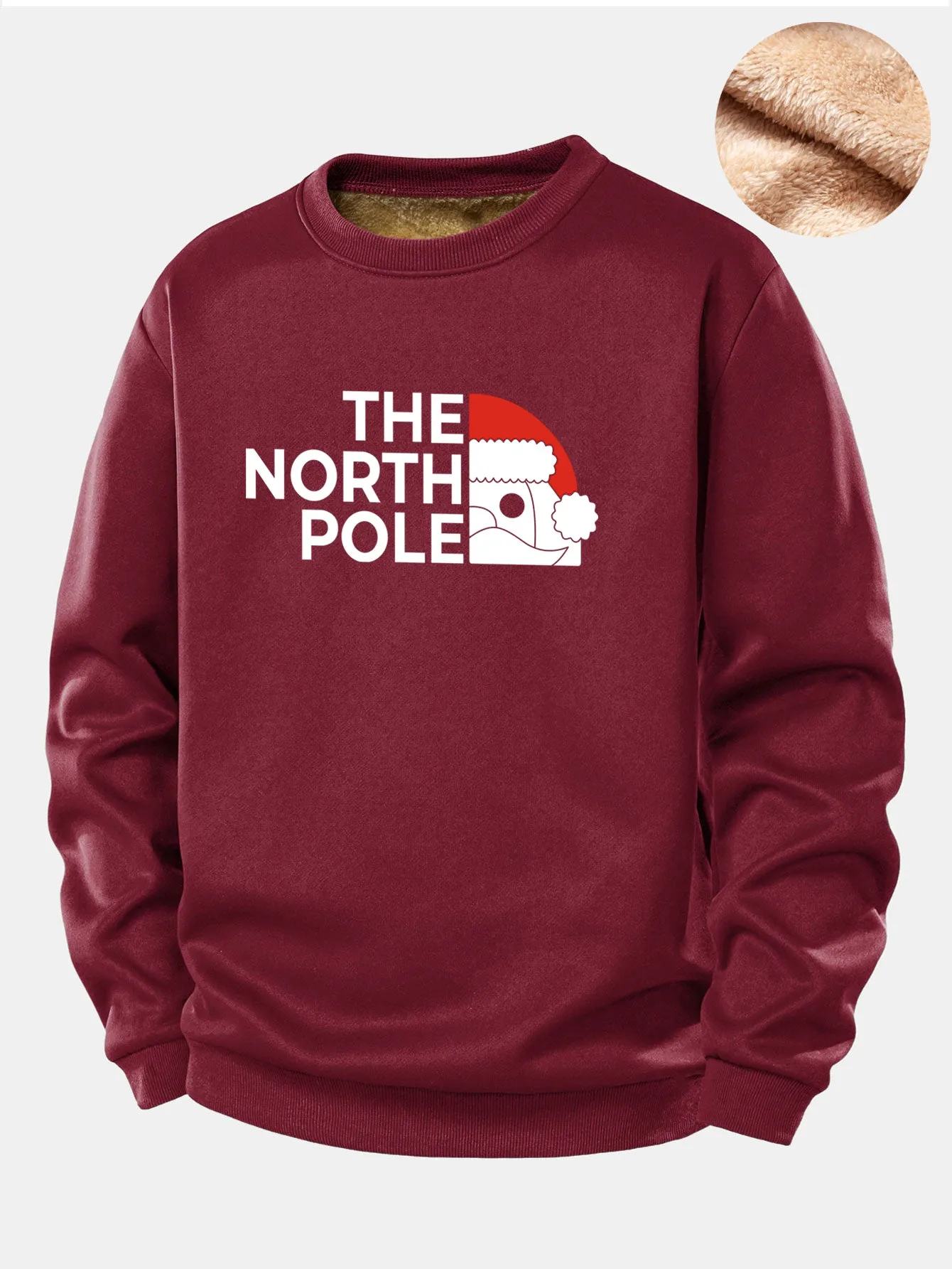 Santa Claus Slogan Print Teddy Fleece Lined Sweatshirt sold by Hoooyi product image thumbnail 4