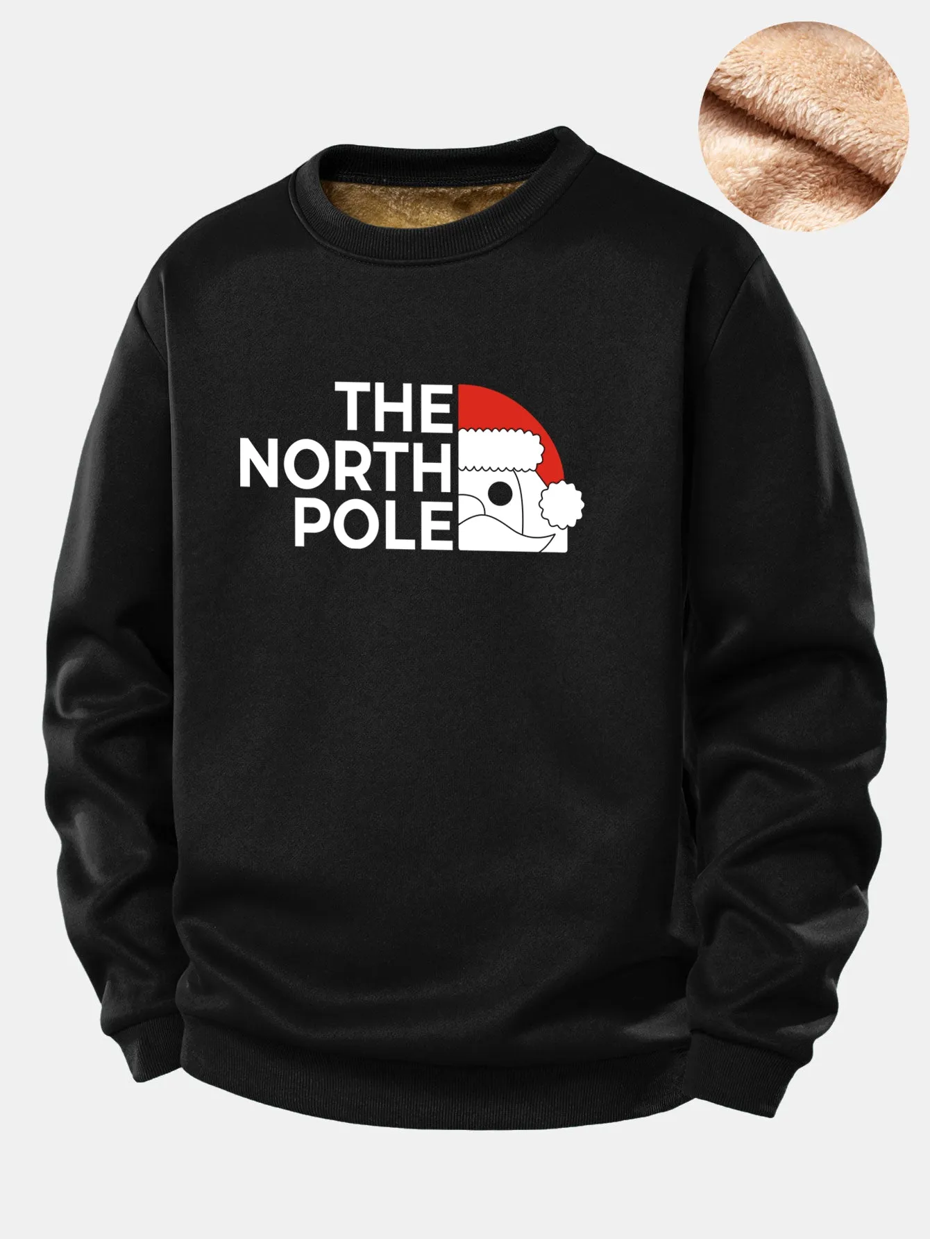 Santa Claus Slogan Print Teddy Fleece Lined Sweatshirt sold by Hoooyi