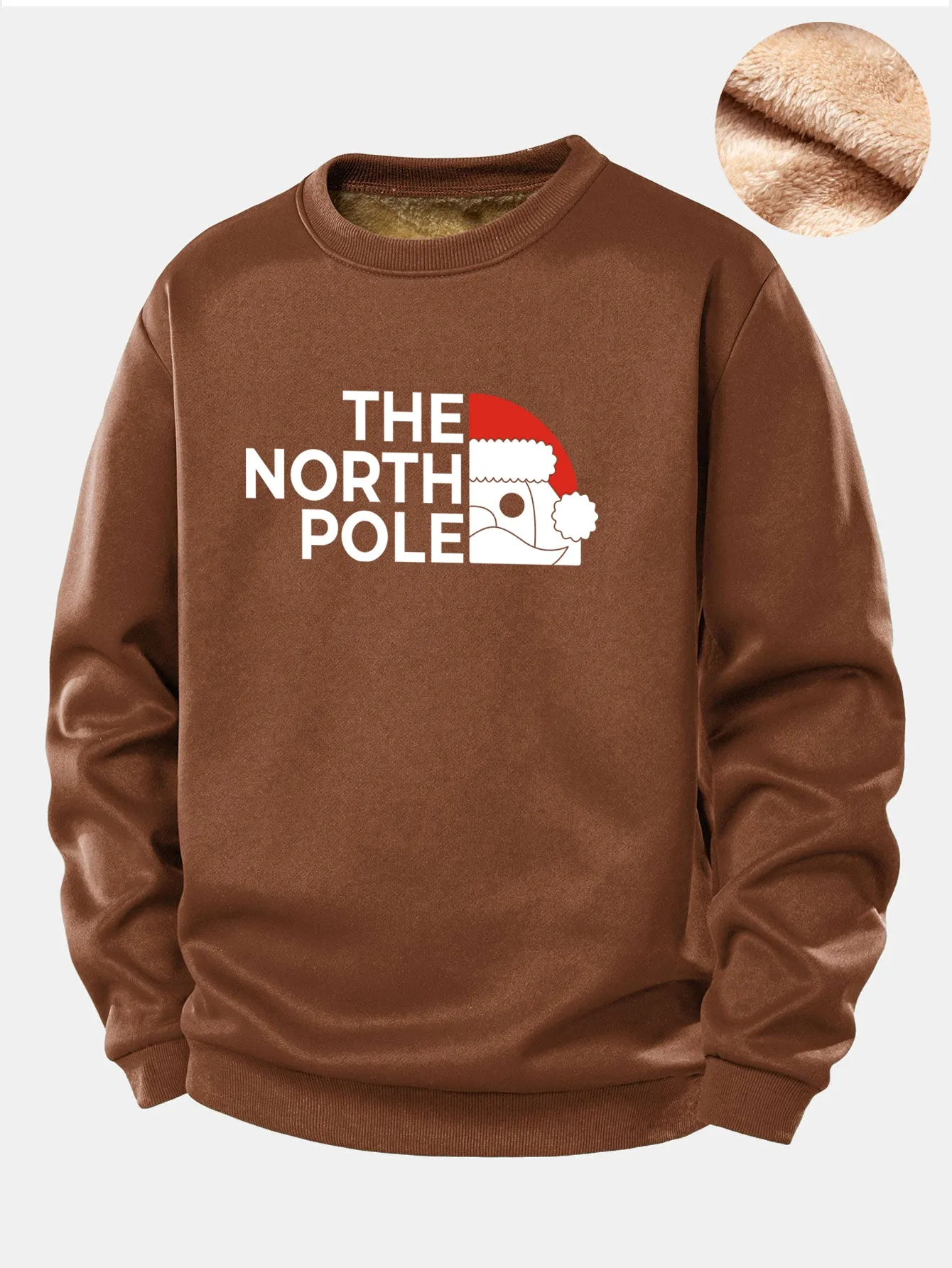 Santa Claus Slogan Print Teddy Fleece Lined Sweatshirt sold by Hoooyi product image thumbnail 5