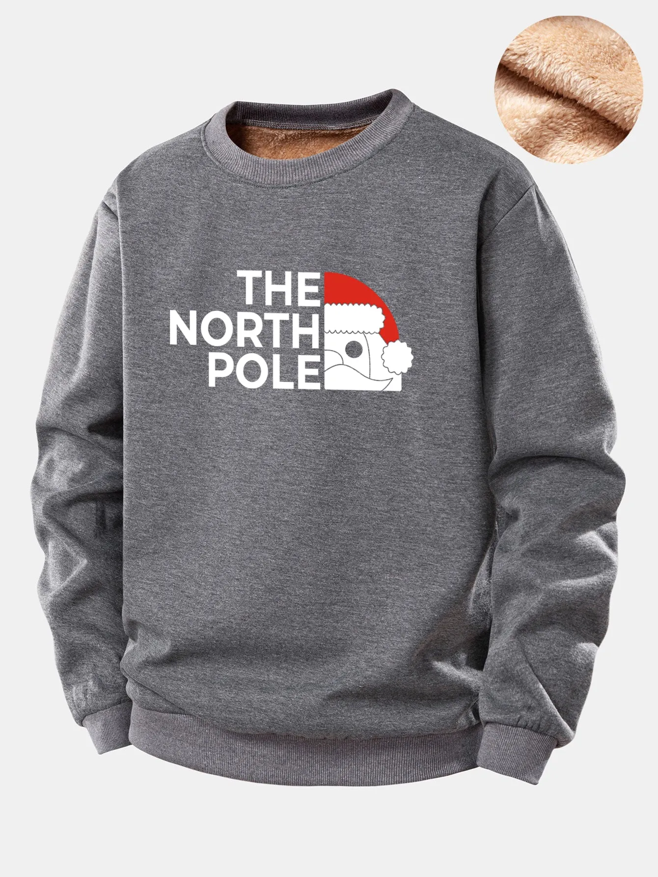 Santa Claus Slogan Print Teddy Fleece Lined Sweatshirt sold by Hoooyi product image thumbnail 2