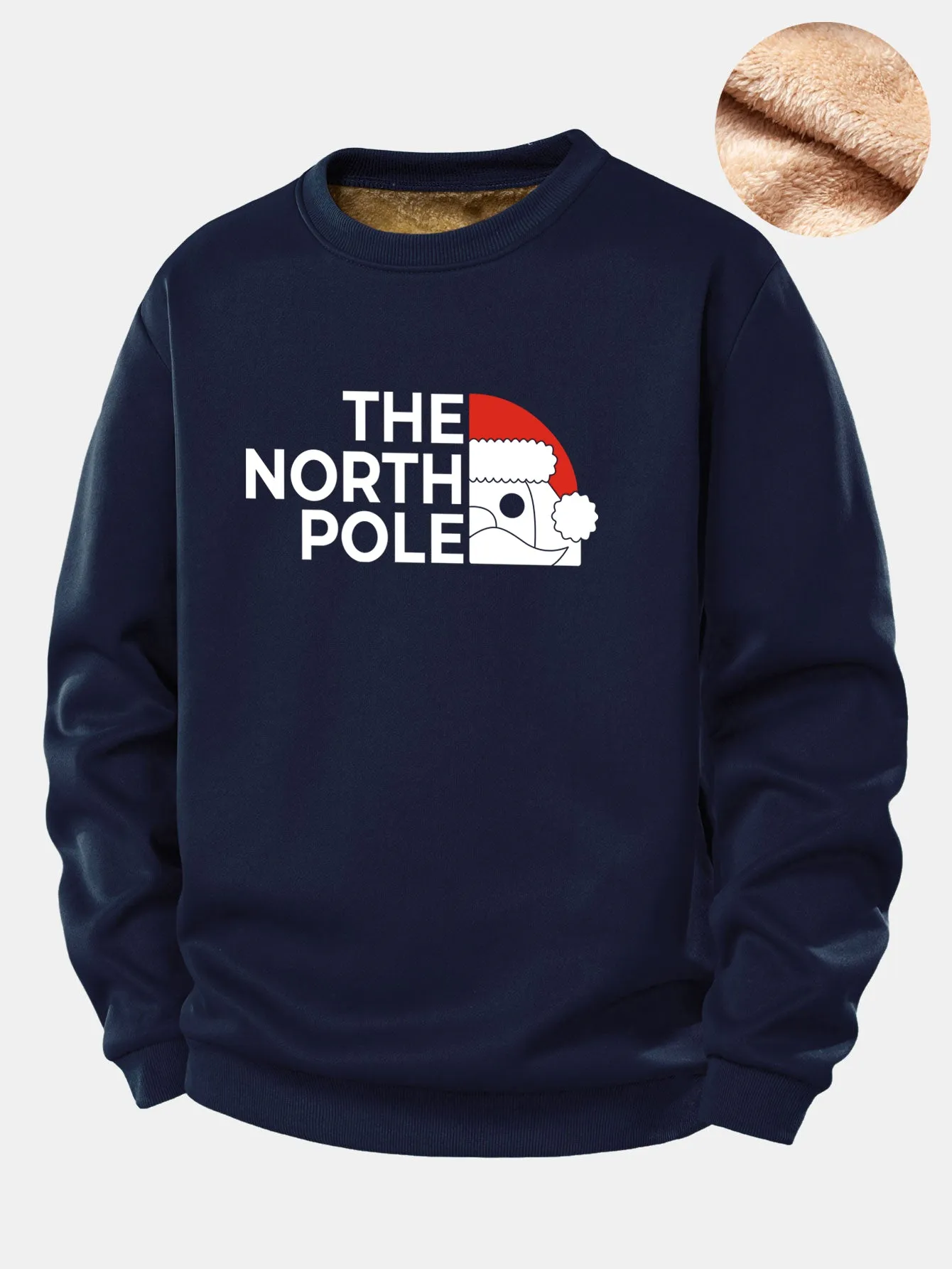 Santa Claus Slogan Print Teddy Fleece Lined Sweatshirt sold by Hoooyi product image thumbnail 3