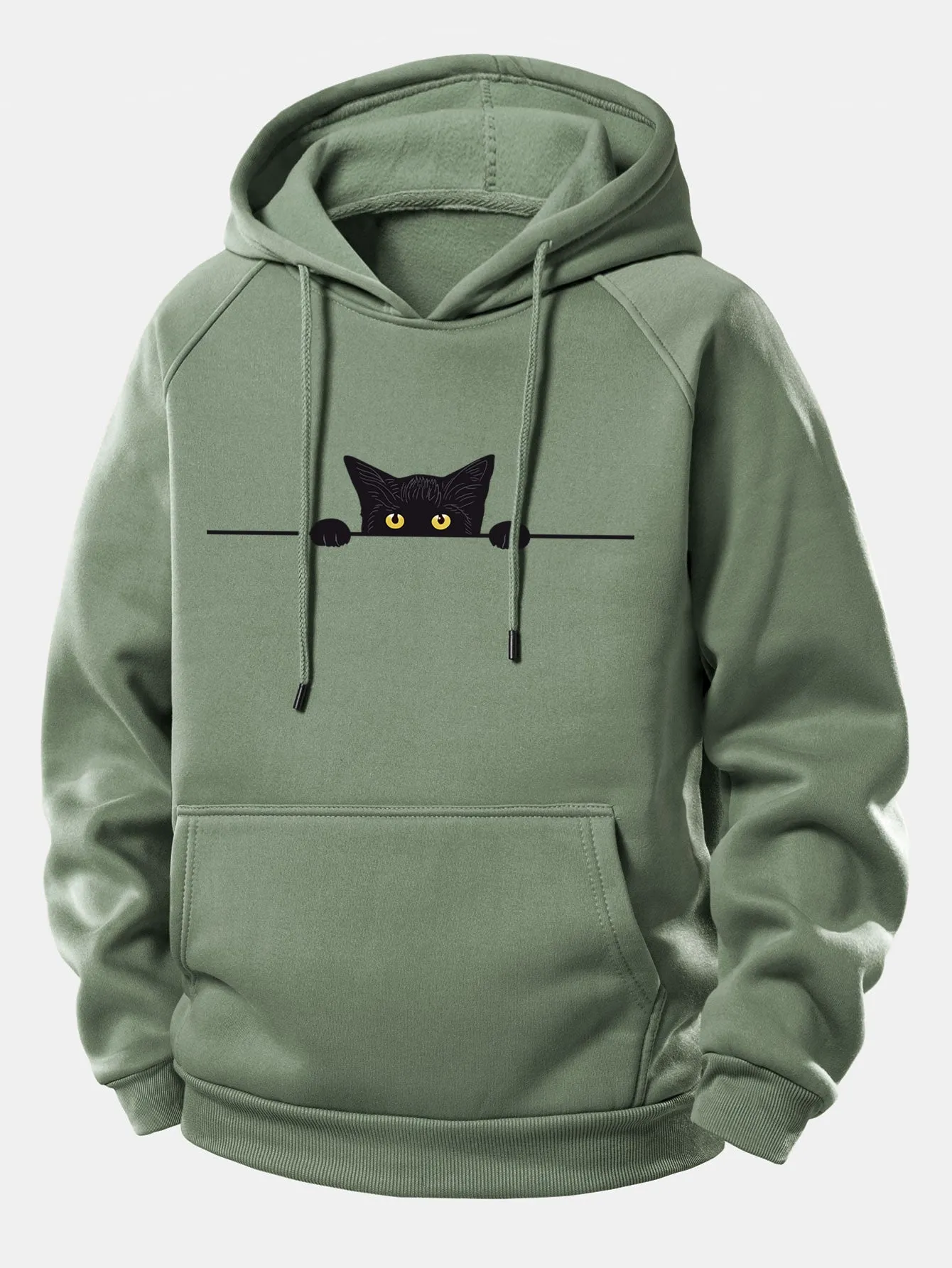 Black Cat Print Drawstring Hoodie sold by Hoooyi product image thumbnail 5