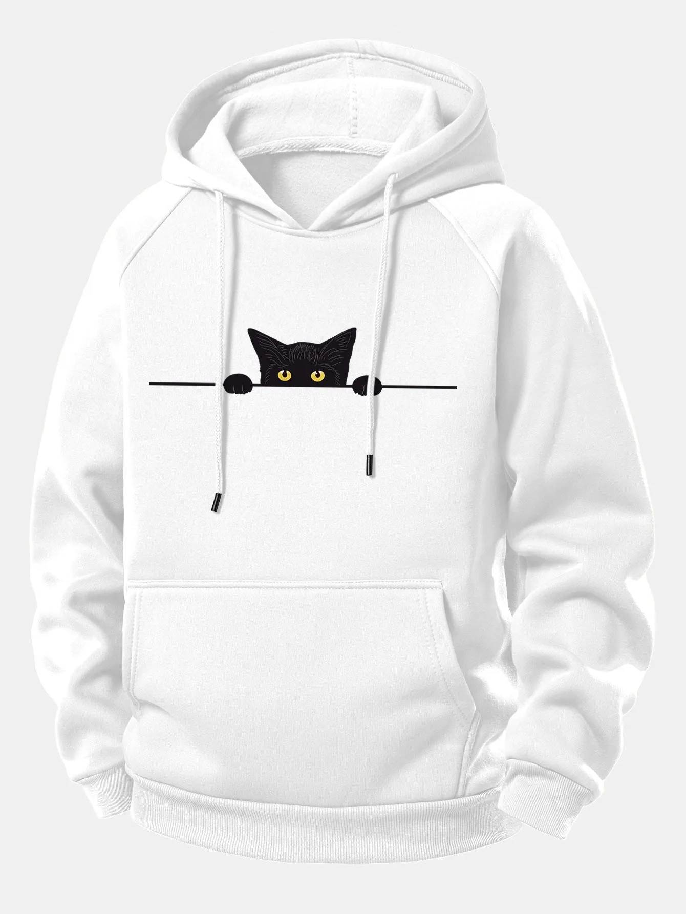 Black Cat Print Drawstring Hoodie sold by Hoooyi product image thumbnail 2