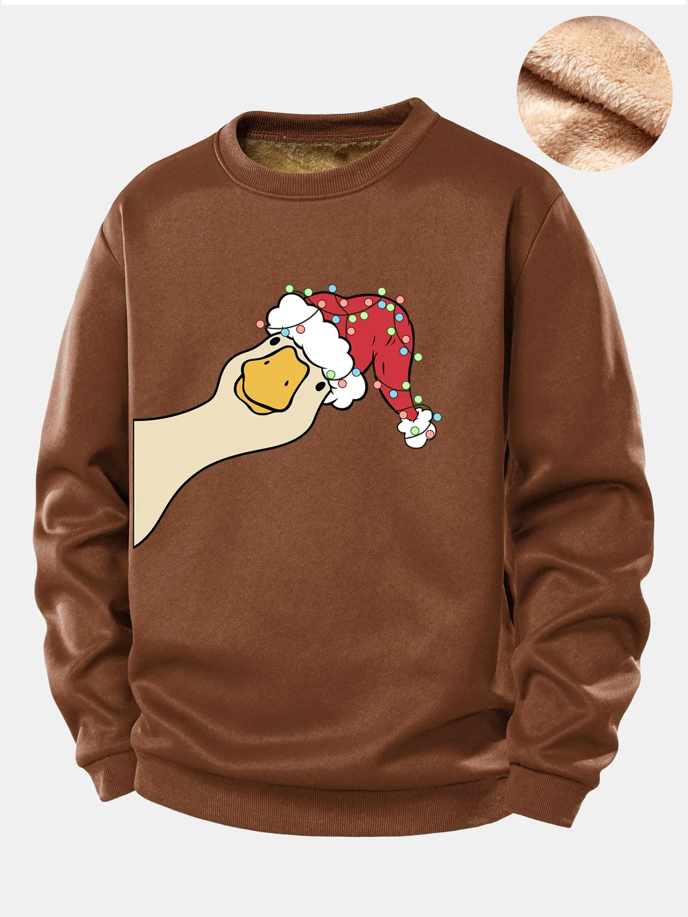Christmas Goose Print Teddy Fleece Lined Sweatshirt sold by Hoooyi product image thumbnail 5