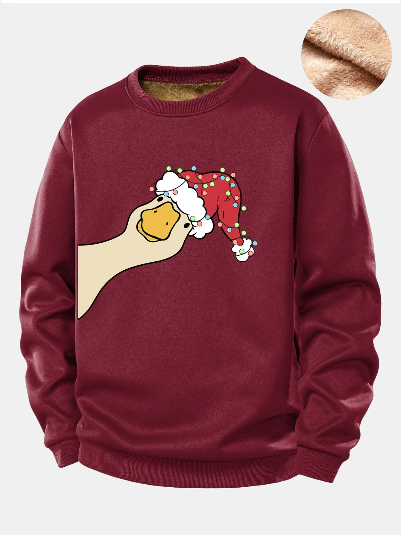 Christmas Goose Print Teddy Fleece Lined Sweatshirt sold by Hoooyi product image thumbnail 4
