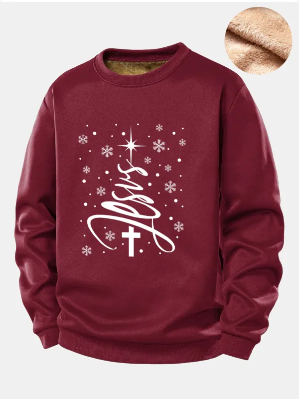 Christmas Jesus Print Teddy Fleece Lined Sweatshirt sold by Hoooyi