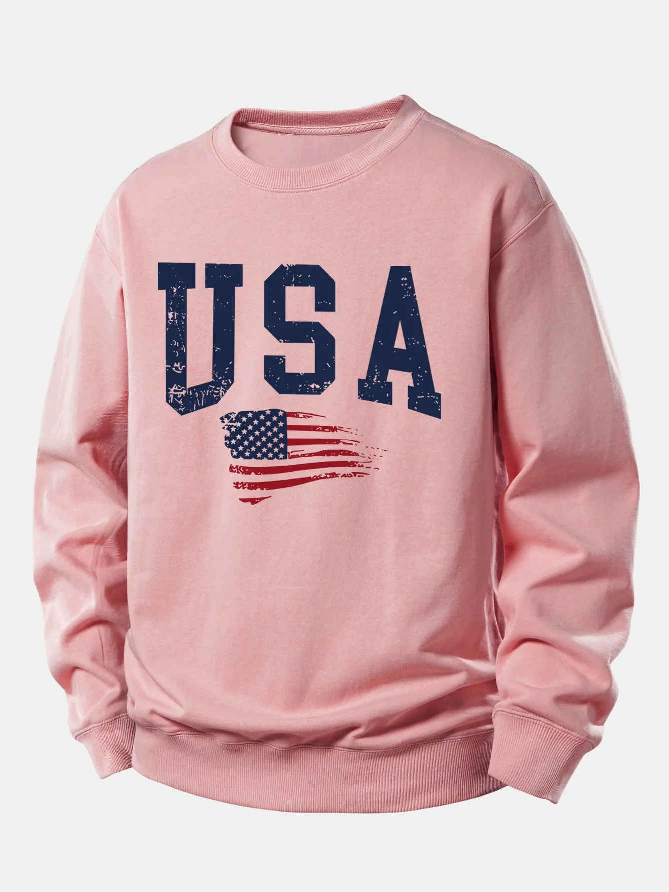 USA Flag Print Relax Fit Sweatshirt sold by Hoooyi product image thumbnail 2