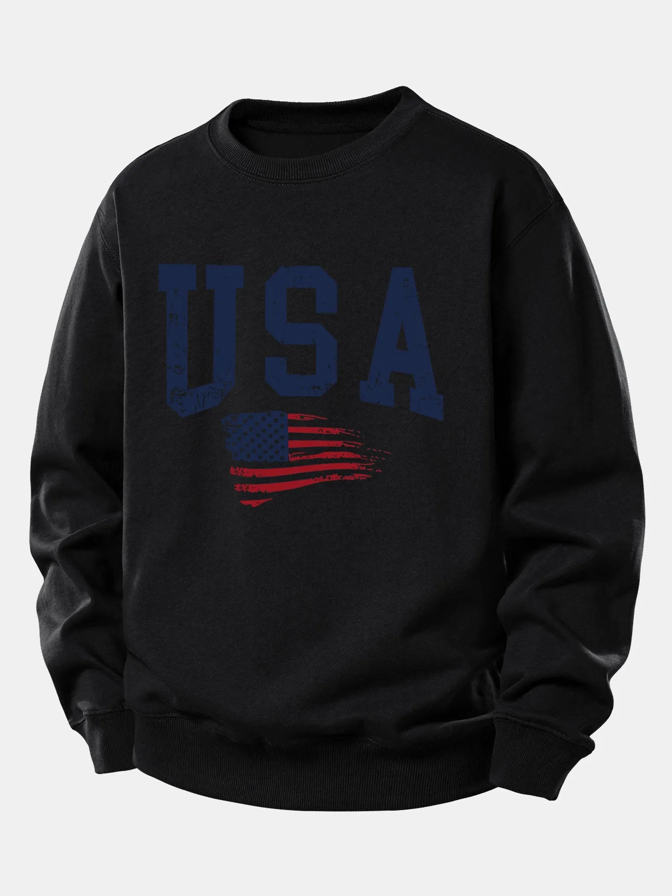 USA Flag Print Relax Fit Sweatshirt sold by Hoooyi product image thumbnail 5