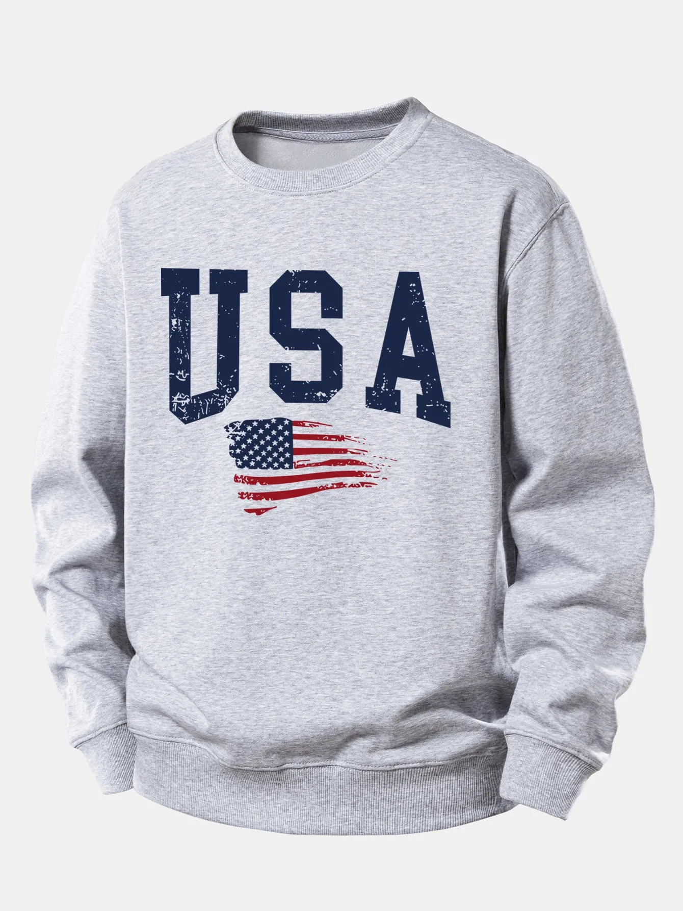 USA Flag Print Relax Fit Sweatshirt sold by Hoooyi product image thumbnail 4