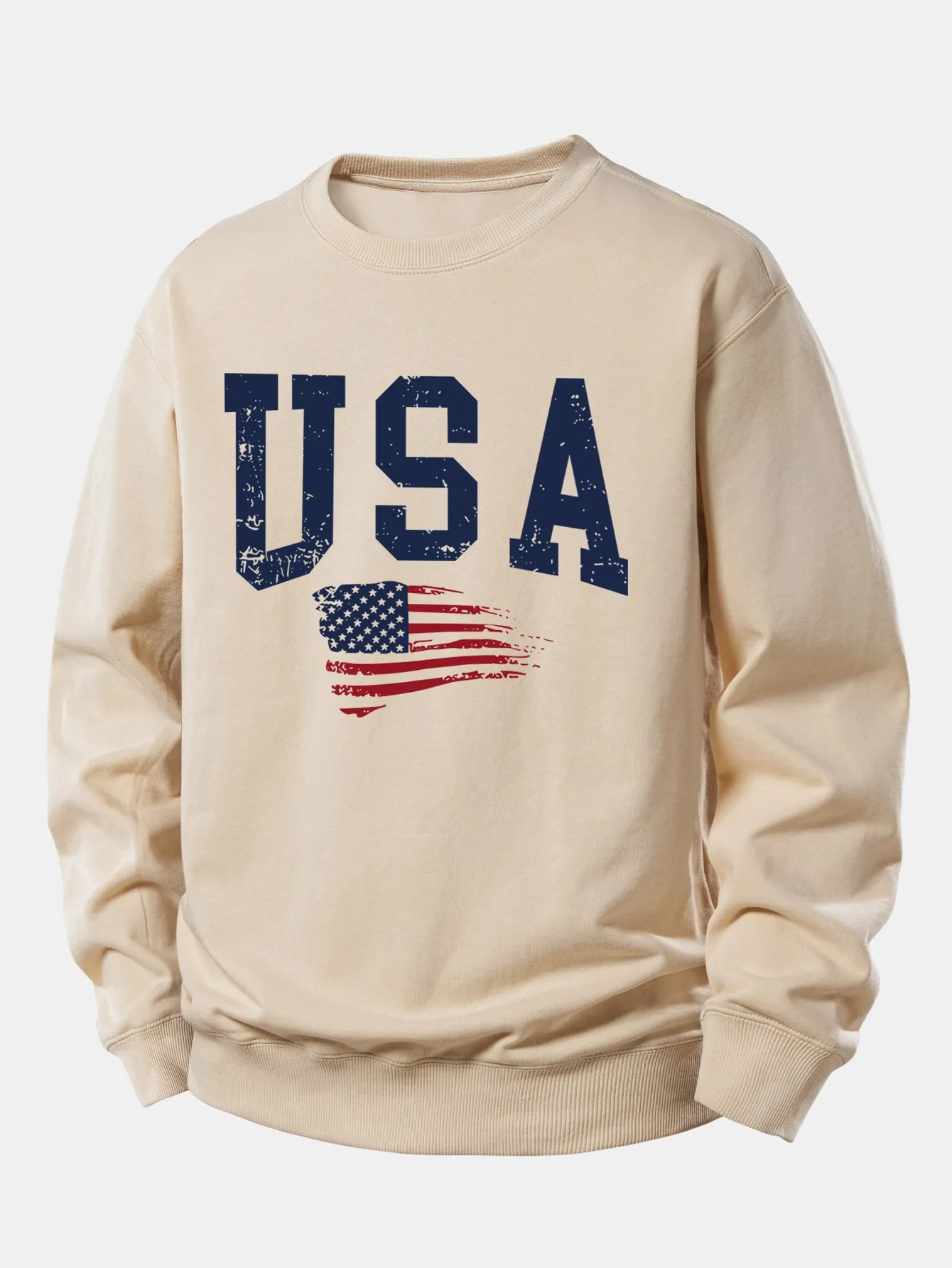 USA Flag Print Relax Fit Sweatshirt sold by Hoooyi product image thumbnail 3