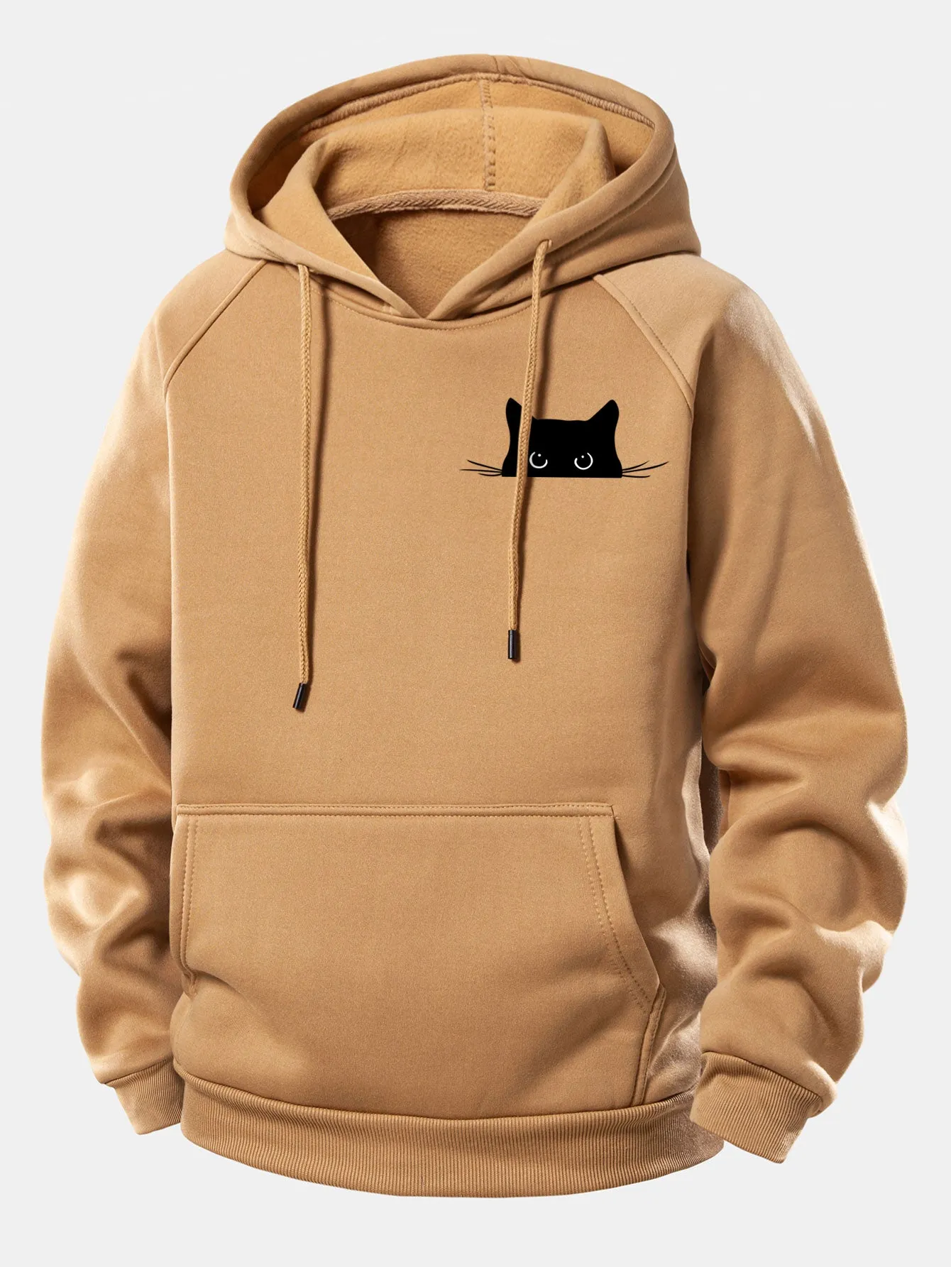 Black Cat Print Drawstring Hoodie sold by Hoooyi product image thumbnail 4