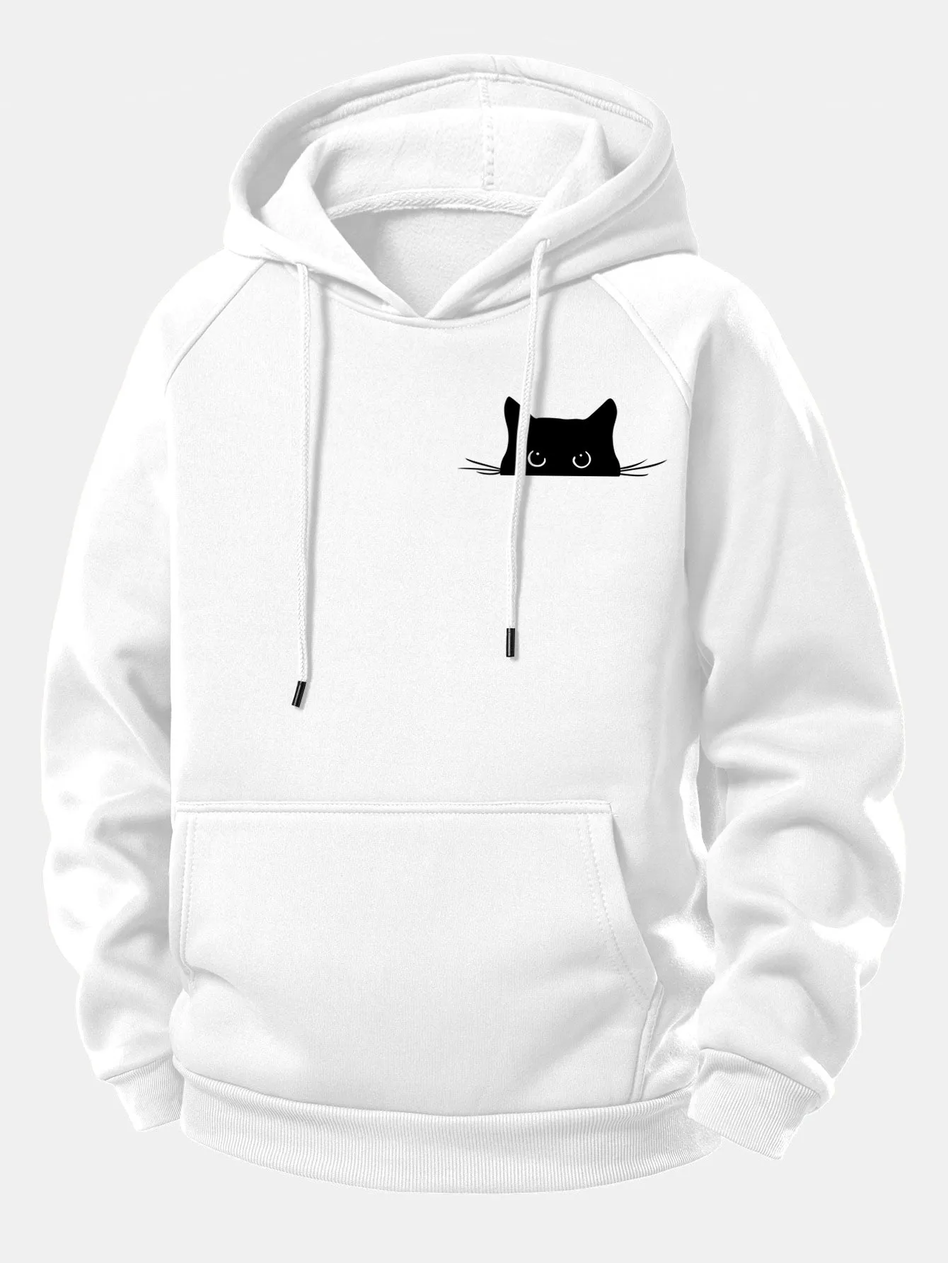 Black Cat Print Drawstring Hoodie sold by Hoooyi product image thumbnail 2