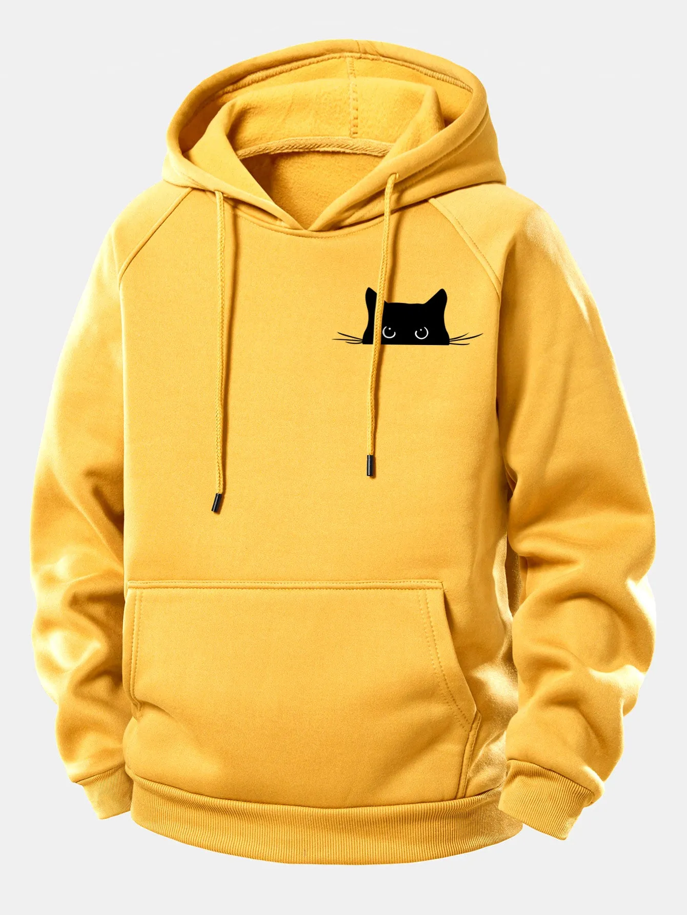 Black Cat Print Drawstring Hoodie sold by Hoooyi product image thumbnail 3