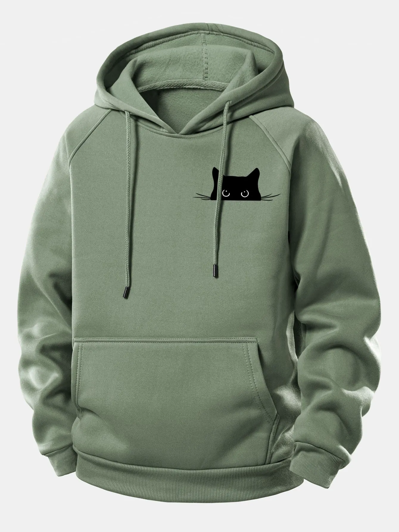 Black Cat Print Drawstring Hoodie sold by Hoooyi product image thumbnail 5