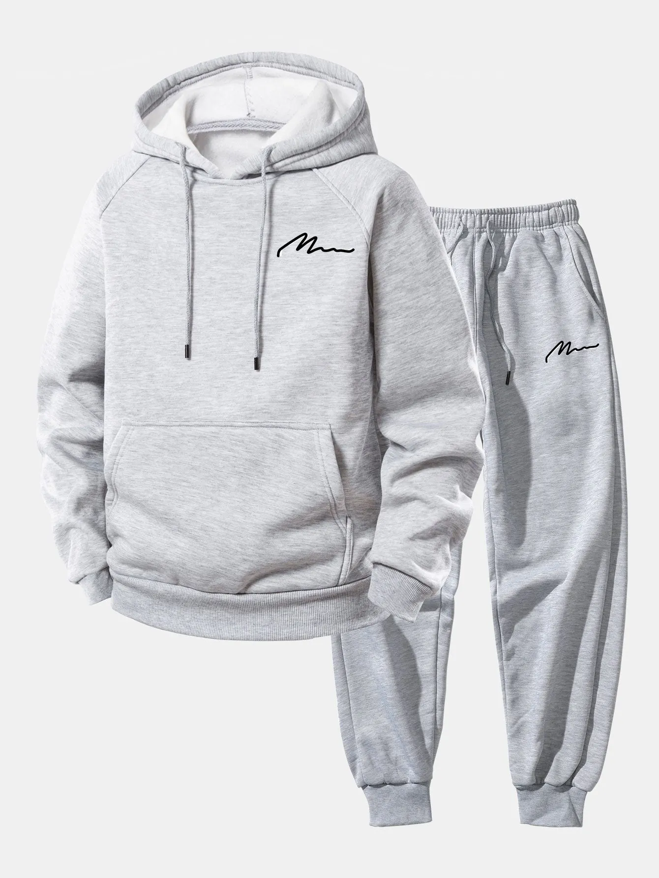 Men Print Drawstring Hoodie & Jogger Pants sold by Hoooyi product image thumbnail 4