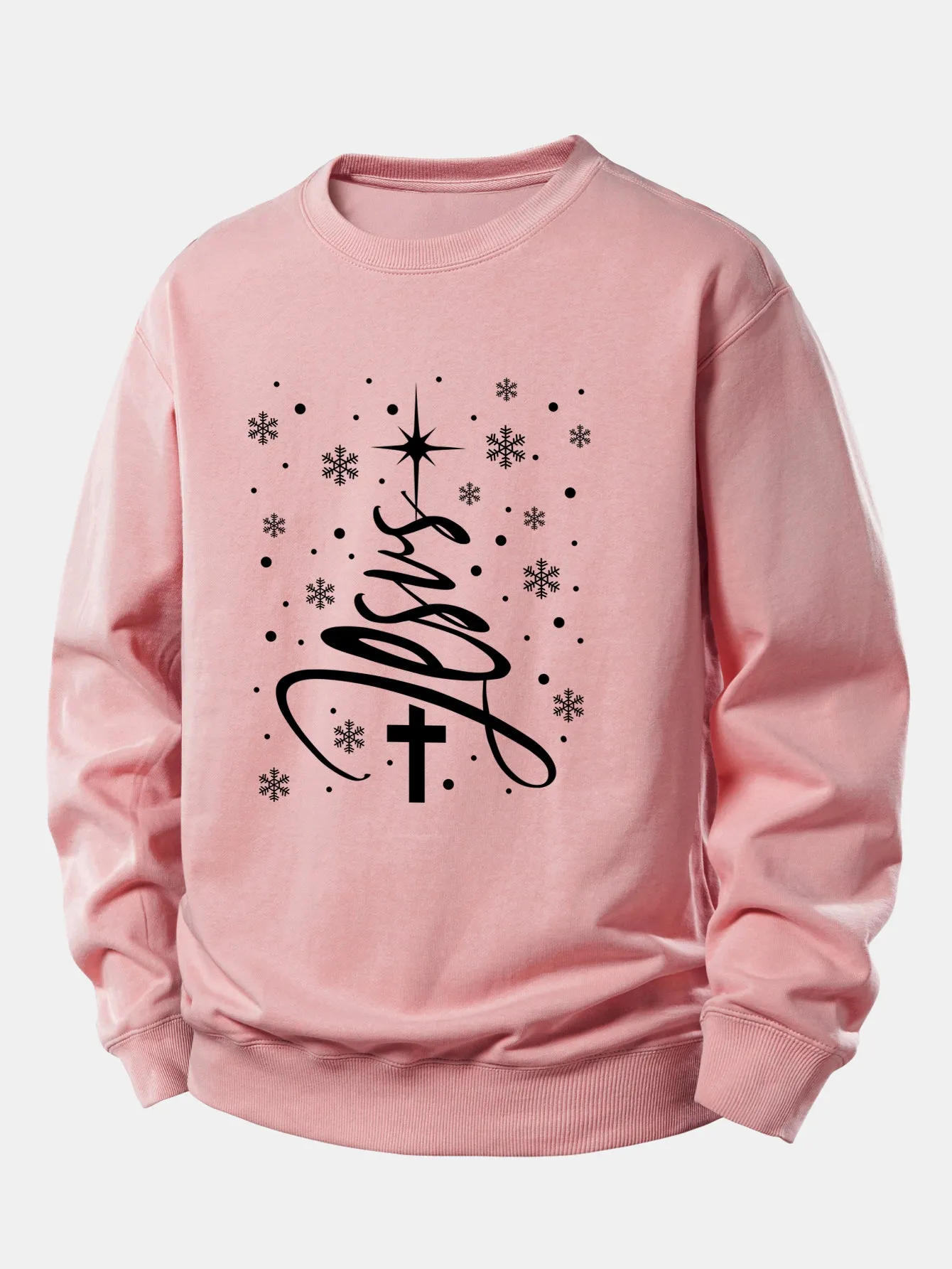 Christmas Jesus Print Relax Fit Sweatshirt sold by Hoooyi product image thumbnail 3