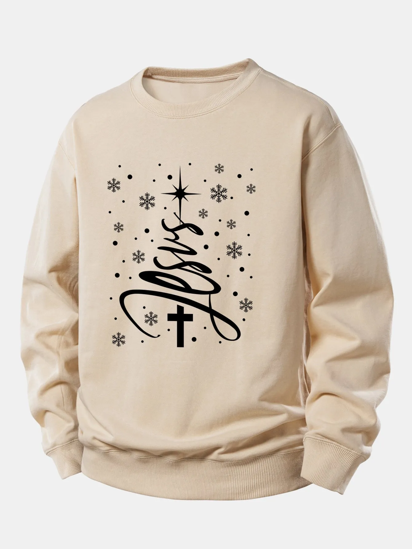 Christmas Jesus Print Relax Fit Sweatshirt sold by Hoooyi product image thumbnail 4