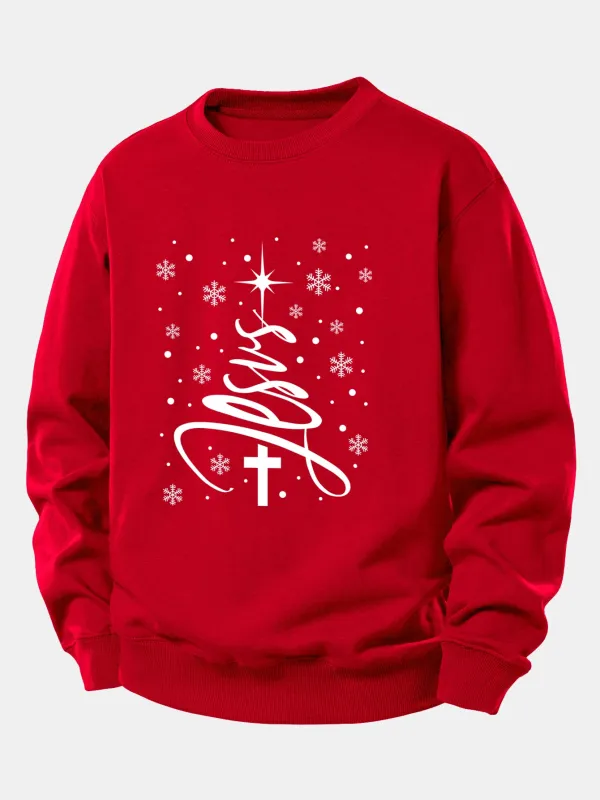 Christmas Jesus Print Relax Fit Sweatshirt sold by Hoooyi
