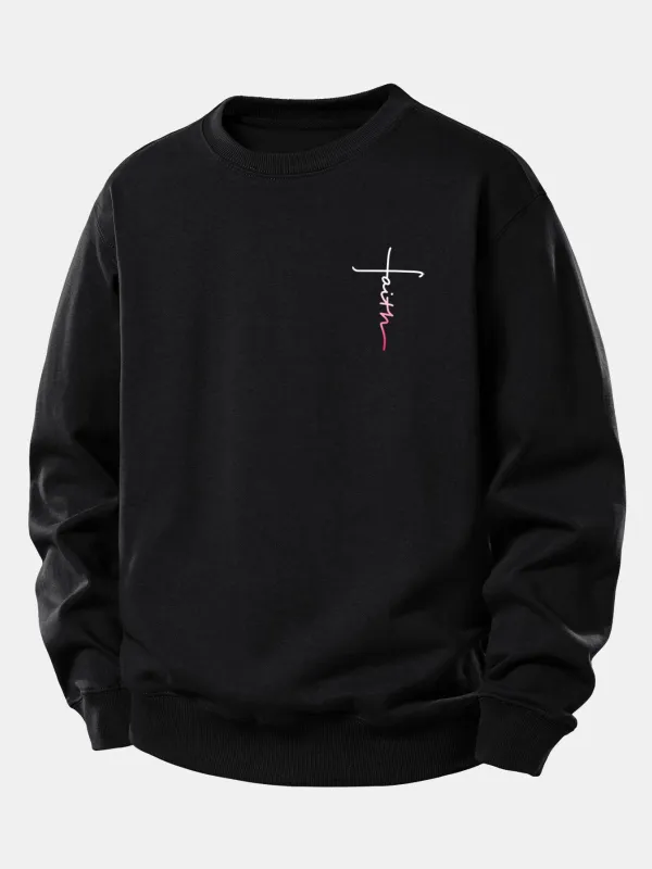 Faith Print Relax Fit Sweatshirt made by Hoooyi