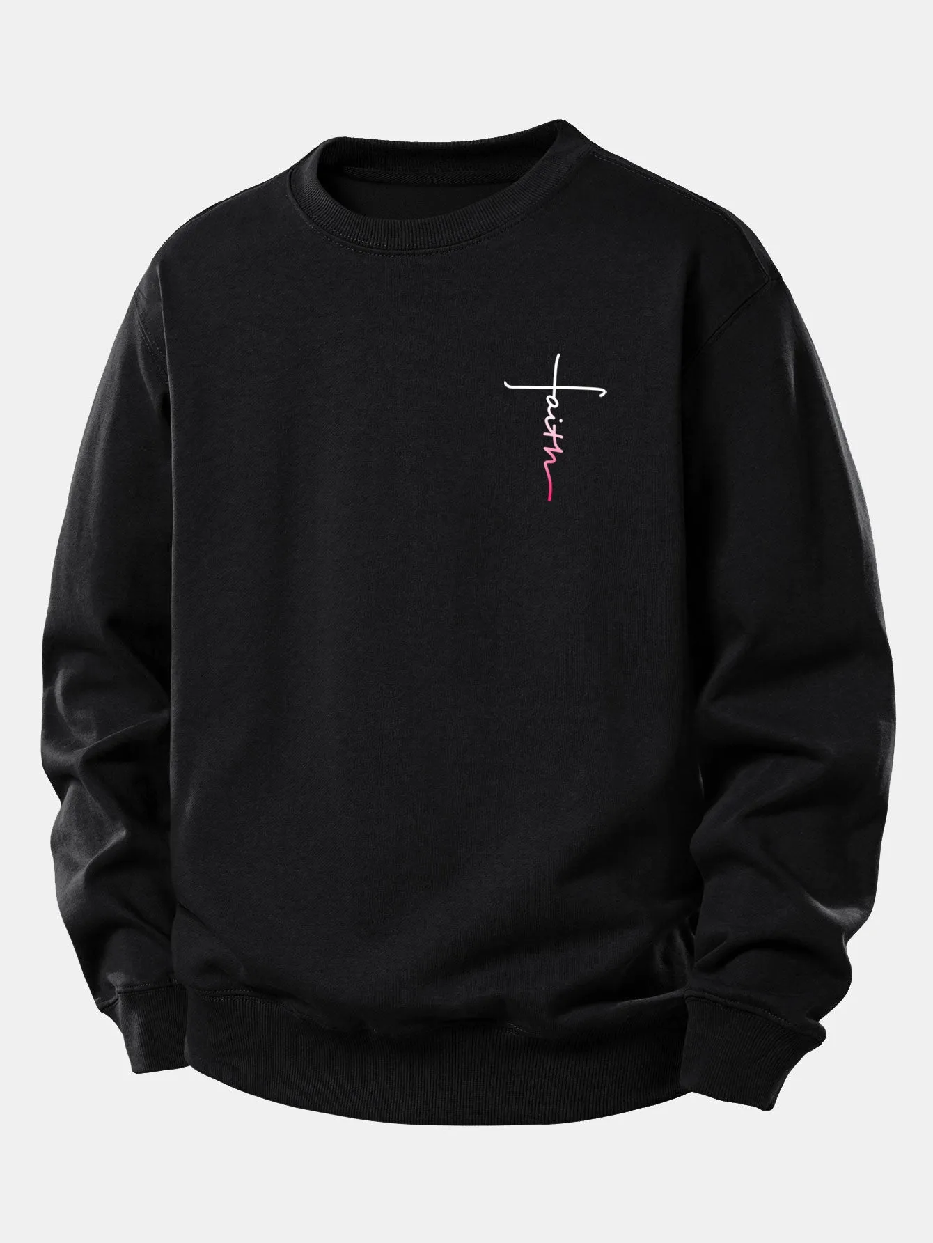 Faith Print Relax Fit Sweatshirt sold by Hoooyi