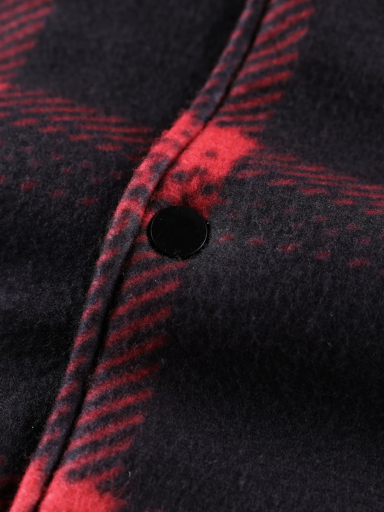 Teddy Lined Button Up Flannel Plaid Hooded Coat sold by Hoooyi product image thumbnail 4