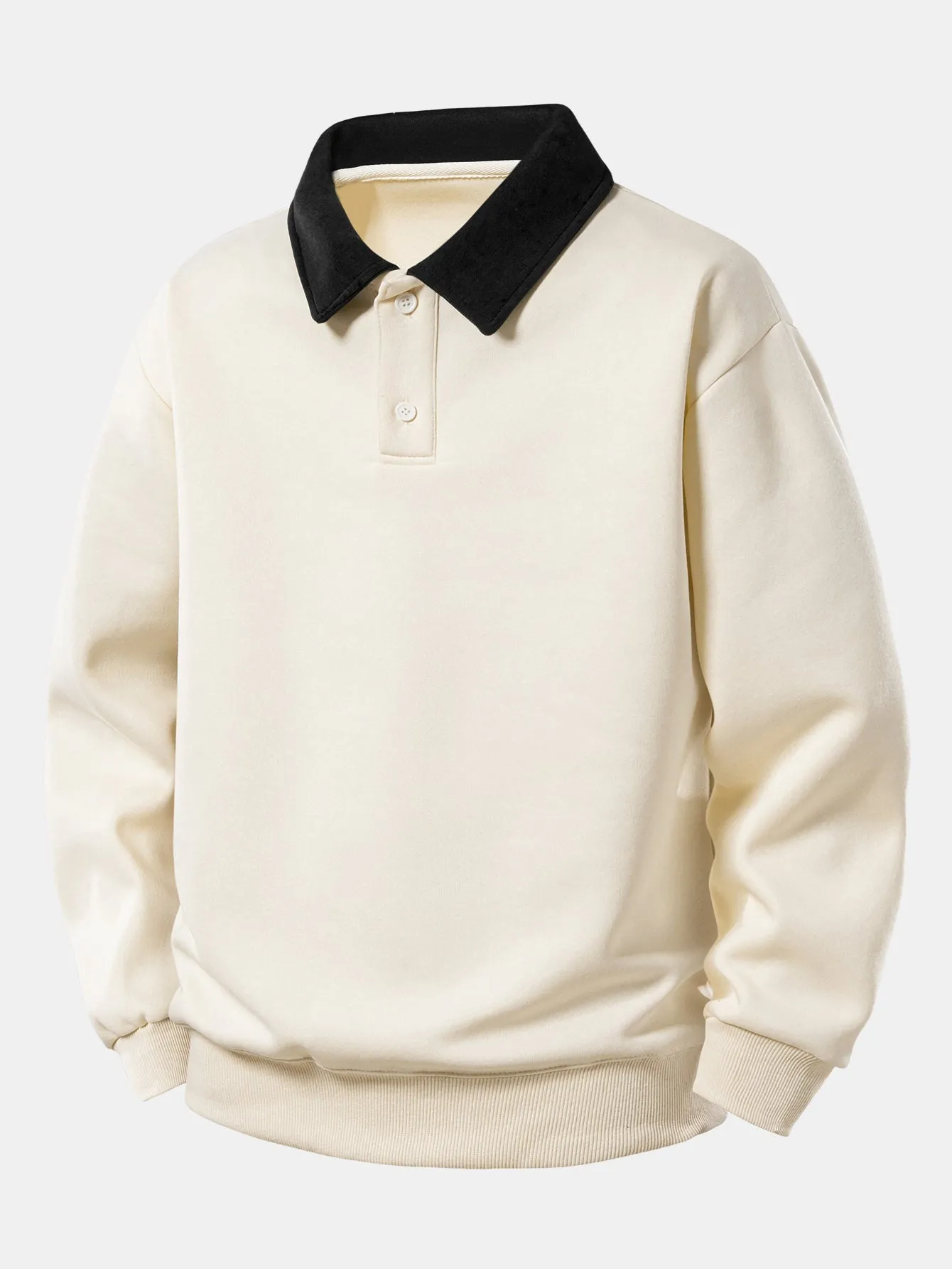 Relax Fit Contrast Polo Sweatshirt & Straight Leg Pleated Pintuck Sweatpants sold by Hoooyi product image thumbnail 3