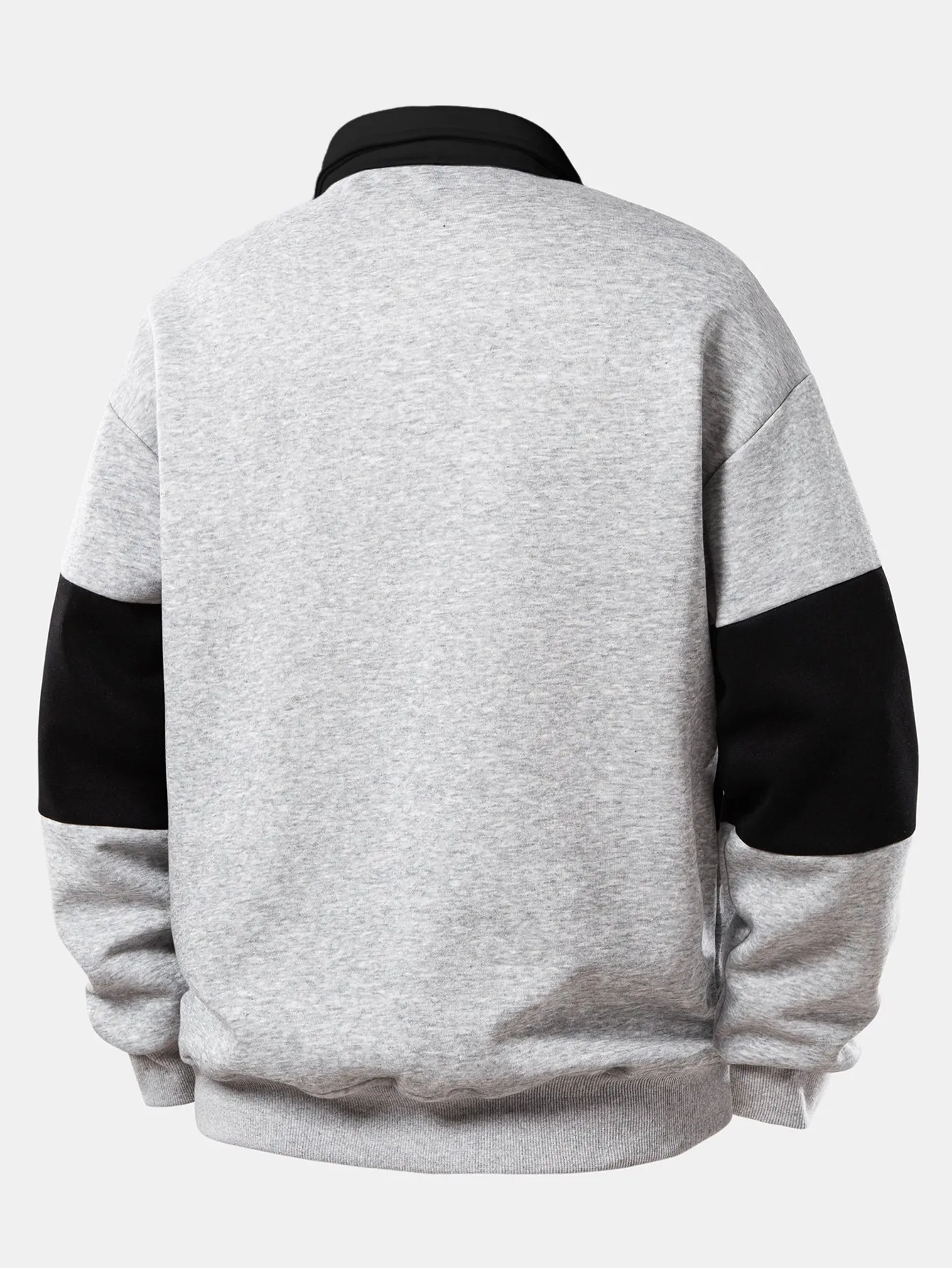 Relax Fit Color Block Polo Collar Sweatshirt & Straight Leg Pleated Pintuck Sweatpants sold by Hoooyi product image thumbnail 4