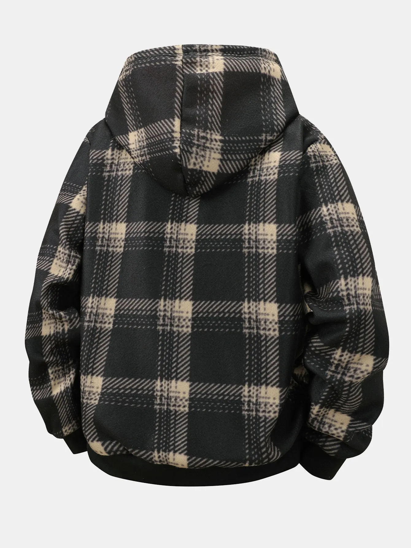 Teddy Lined Zip Up Flannel Plaid Hooded Coat sold by Hoooyi product image thumbnail 2
