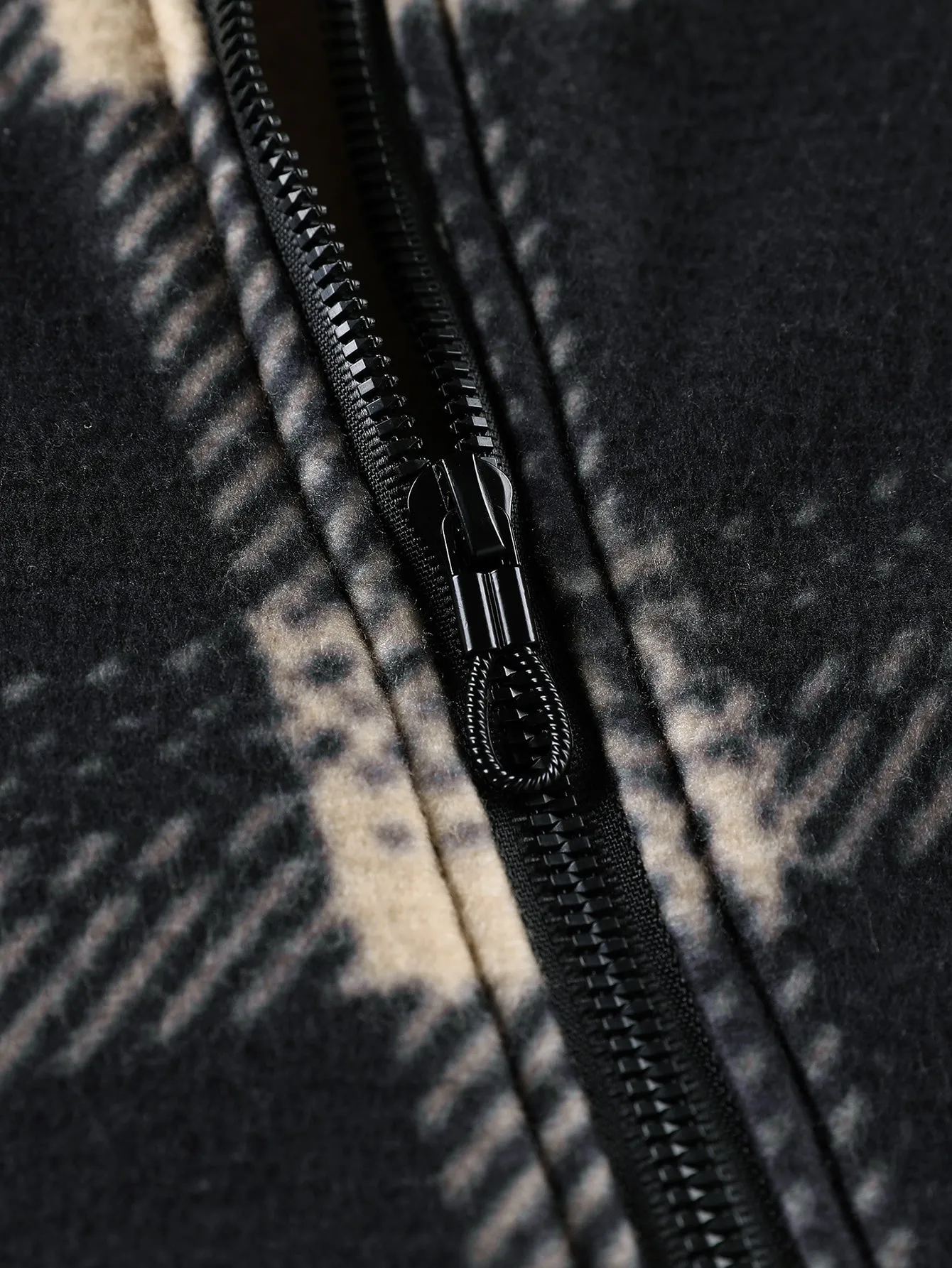 Teddy Lined Zip Up Flannel Plaid Hooded Coat sold by Hoooyi product image thumbnail 4