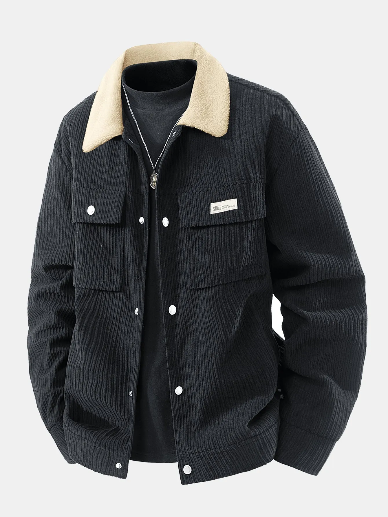 Teddy Lined Corduroy Button Up Jacket sold by Hoooyi product image thumbnail 5