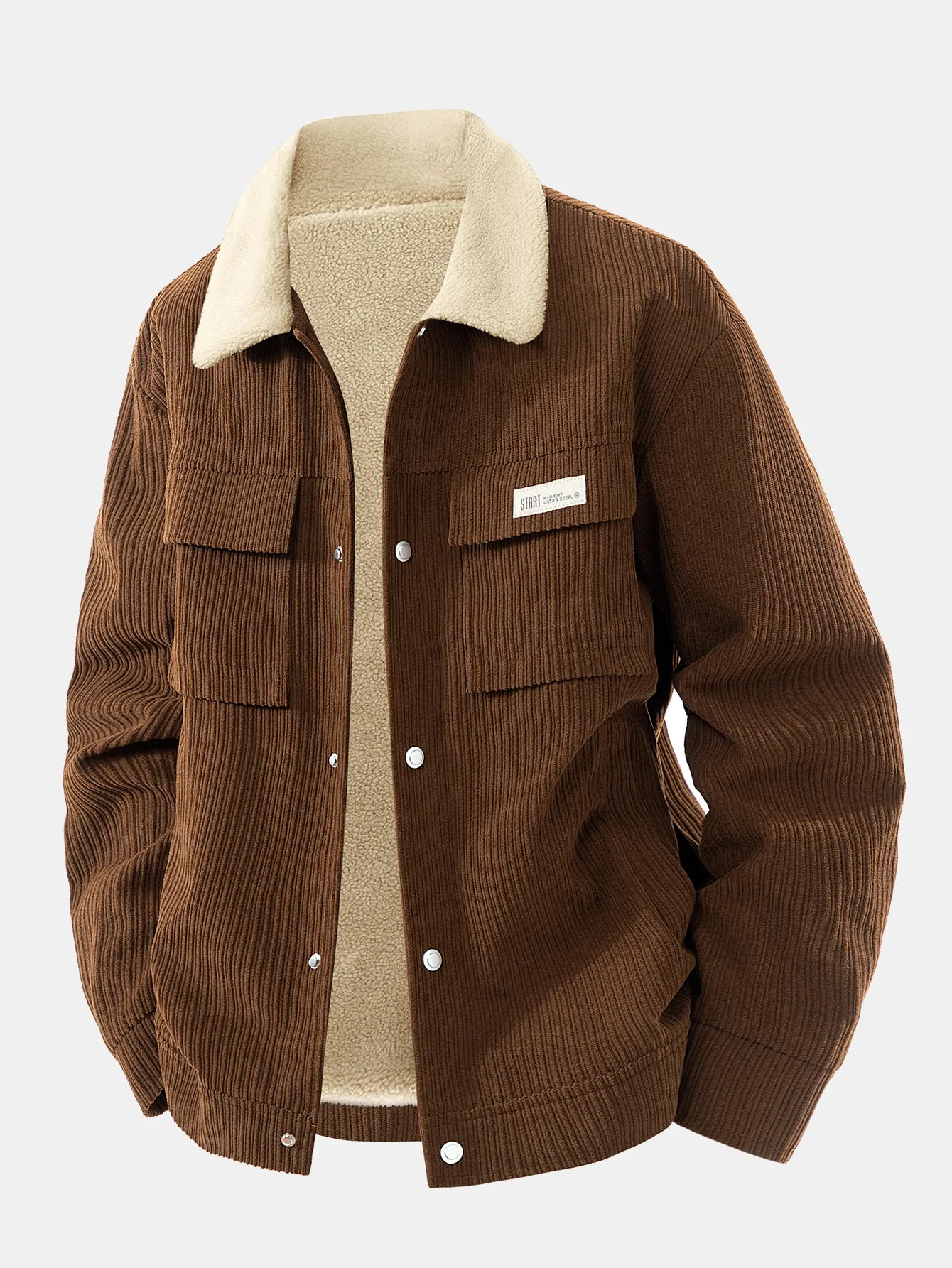 Teddy Lined Corduroy Button Up Jacket sold by Hoooyi product image thumbnail 3