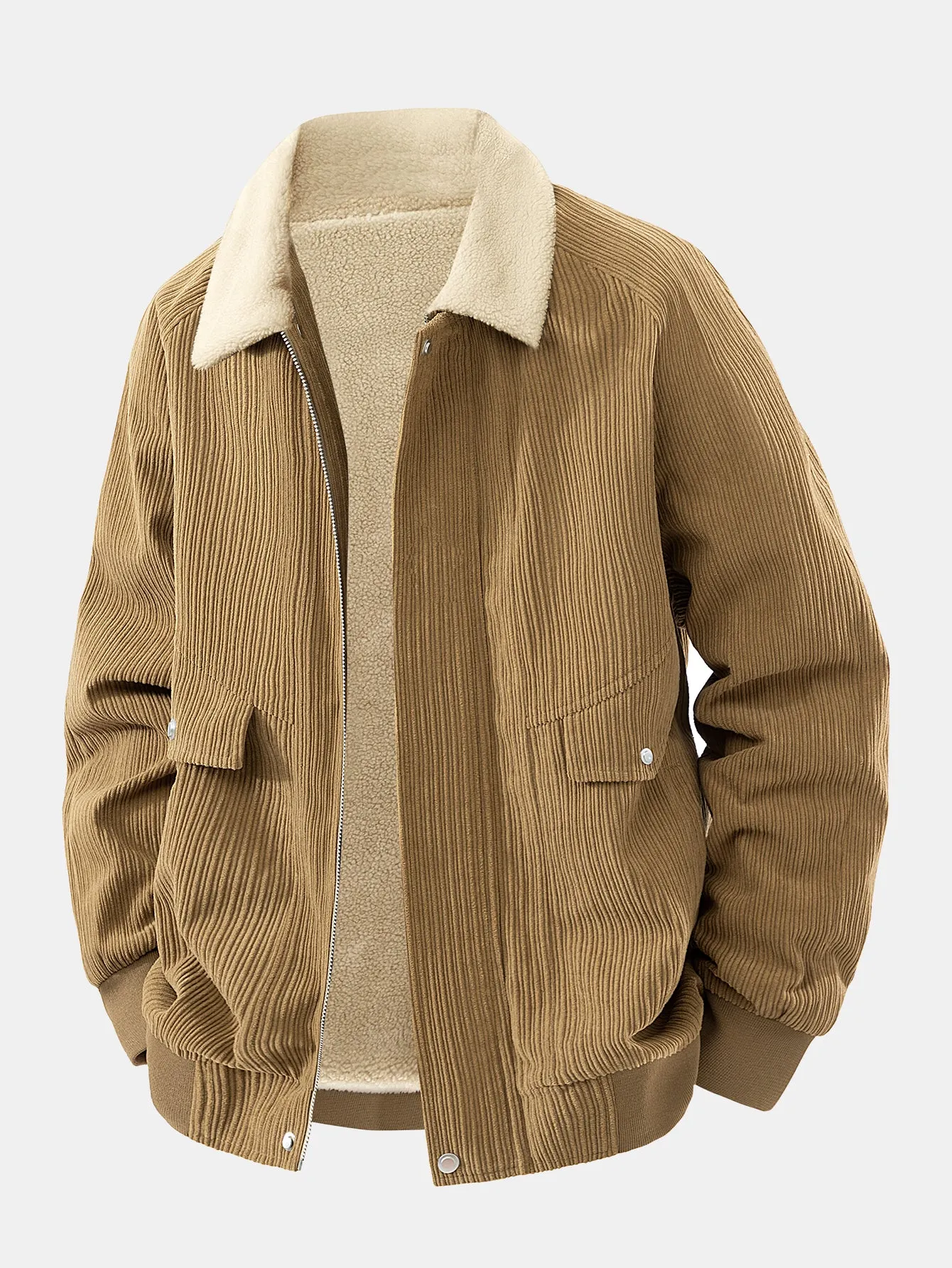 Teddy Lined Corduroy Zipper Jacket sold by Hoooyi product image thumbnail 3