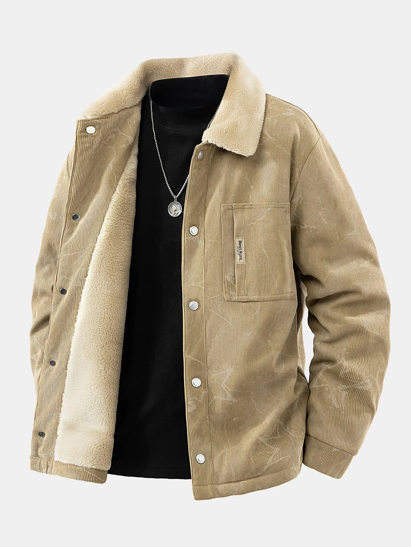 Teddy Lined Star Print Corduroy Jacket sold by Hoooyi product image thumbnail 4